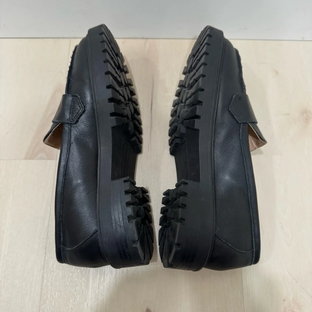 Banana Republic Black Leather Lug Sole Penny Loafers - Picture 10 of 12